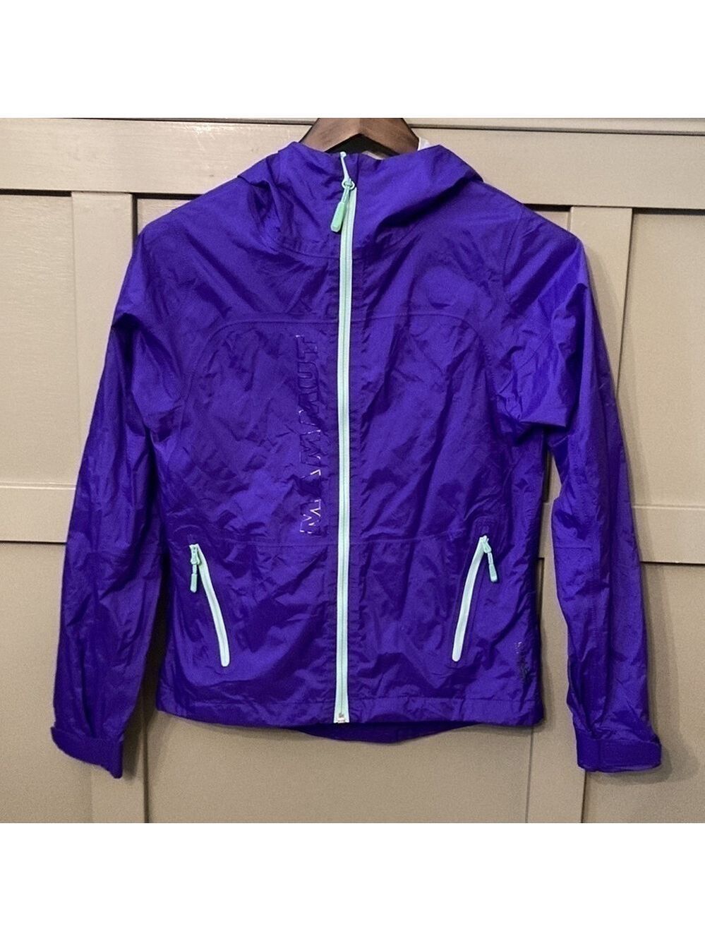 MAMMUT Dry Tech Full Zip Outdoor Rain Jacket Wind Breaker Purple Size XS